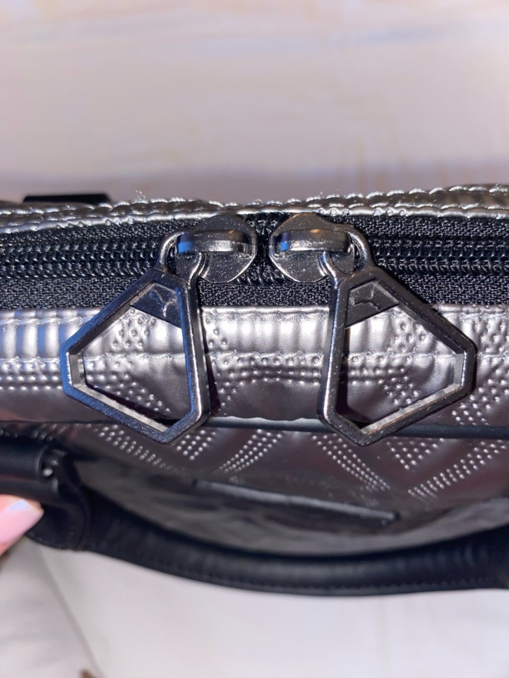 Puma Metallic Quilted Silver Travel Tote with Removable Strap - Picture 5 of 6
